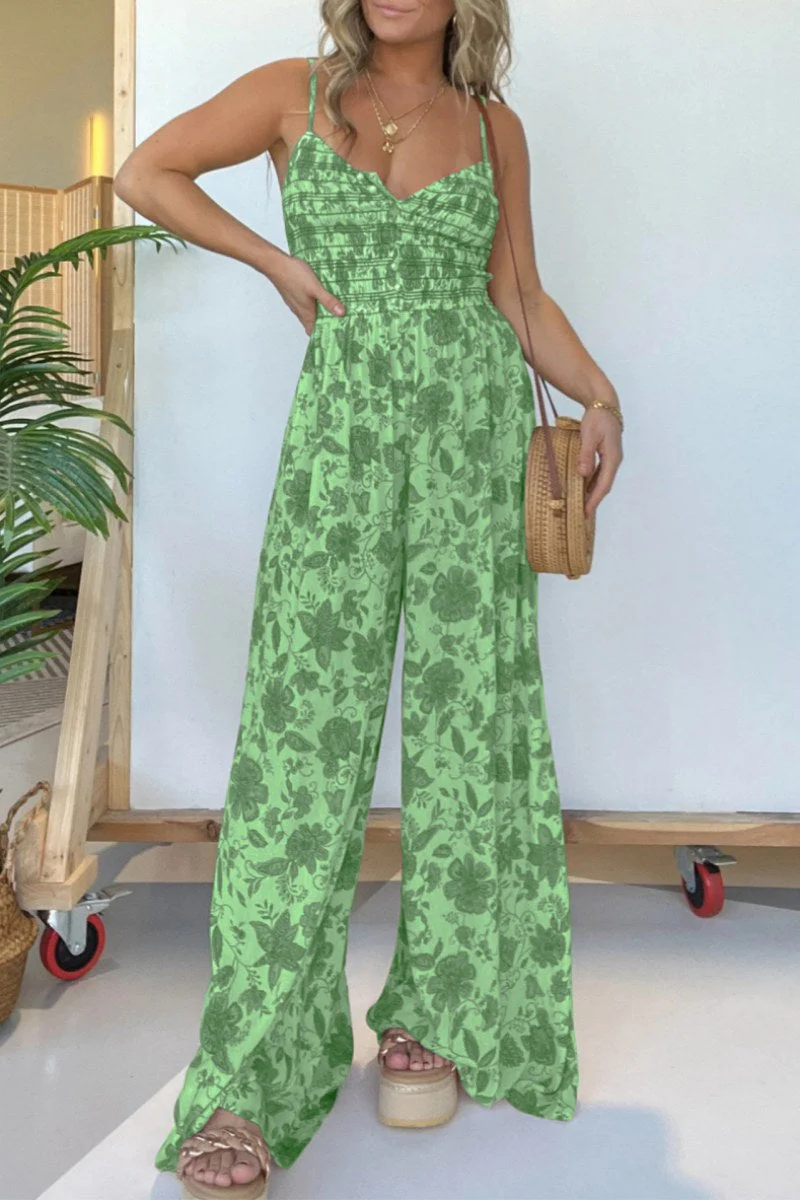 -casual-floral-print-backless-spaghetti strap-regular-jumpsuits-6-colours - Imagen 5