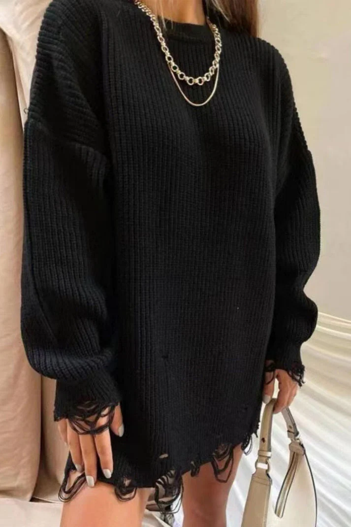 "Jersey reciclado relajado de cuello en O en colores lisos " - Imagen 5