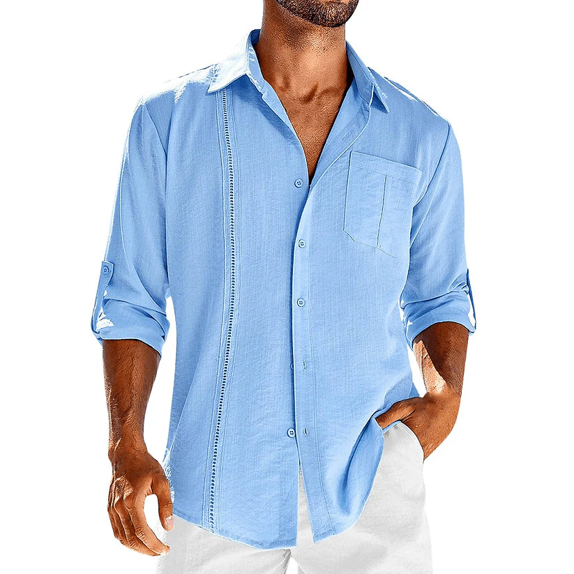 Adrien|Camisa cubana de lino de corte relajado - Imagen 3