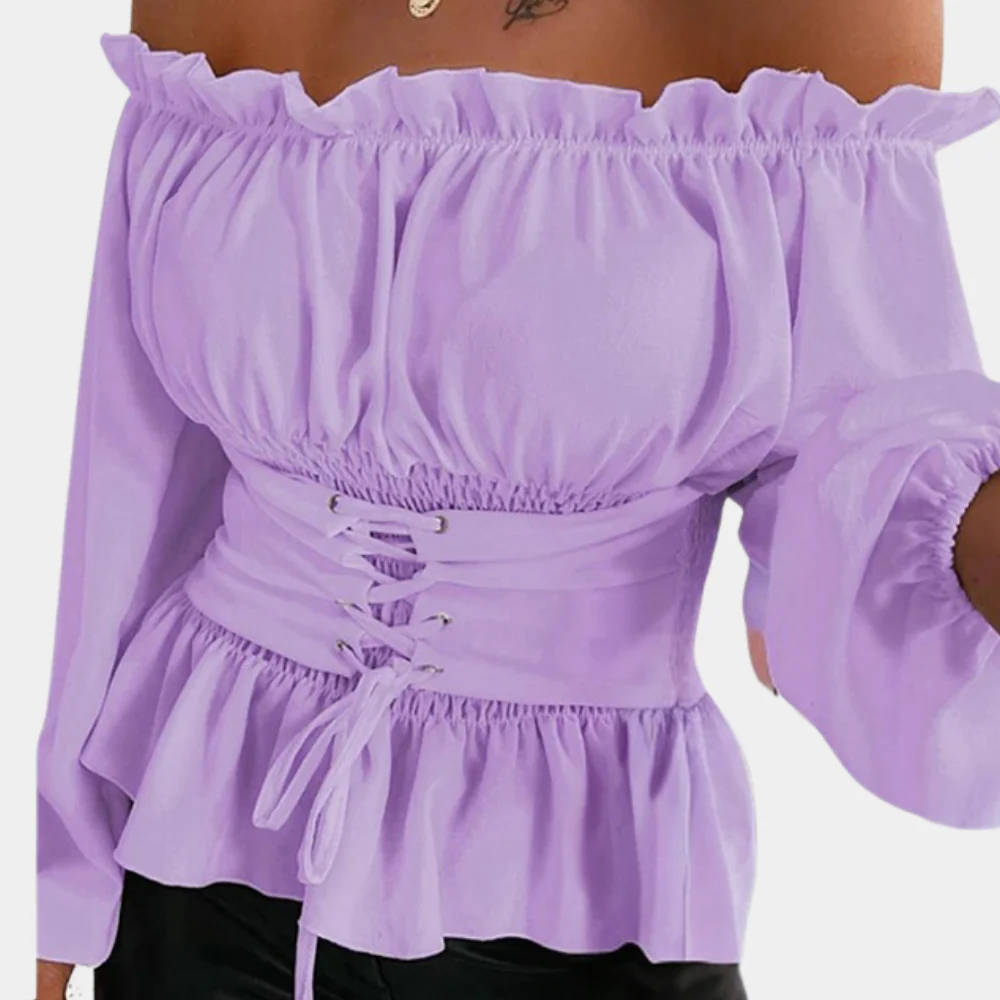 Elegante blusa con hombros descubiertos para mujer - Imagen 4