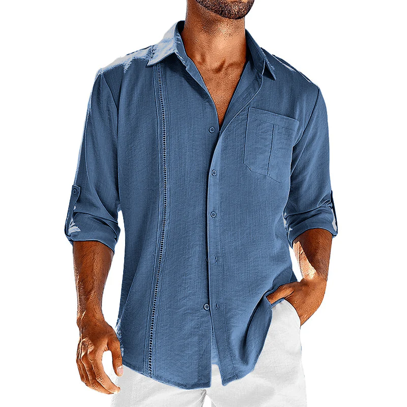 Adrien|Camisa cubana de lino de corte relajado - Imagen 2