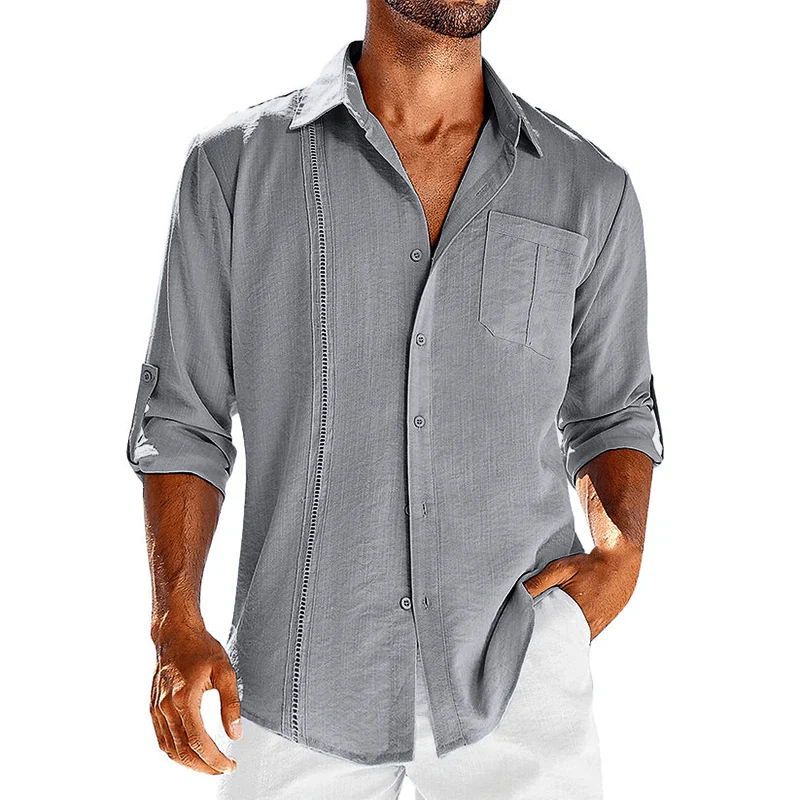 Adrien|Camisa cubana de lino de corte relajado - Imagen 5