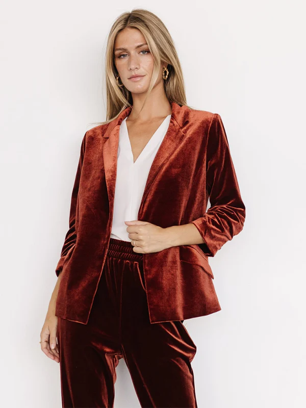 Blazer de terciopelo para mujer con bolsillos - Imagen 2